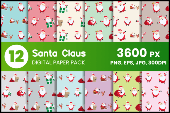 Download Santa Claus Digital Paper Set - Premium Bundle