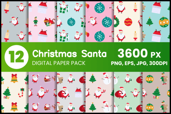 Download Christmas Santa Digital Paper Set - Premium Resources